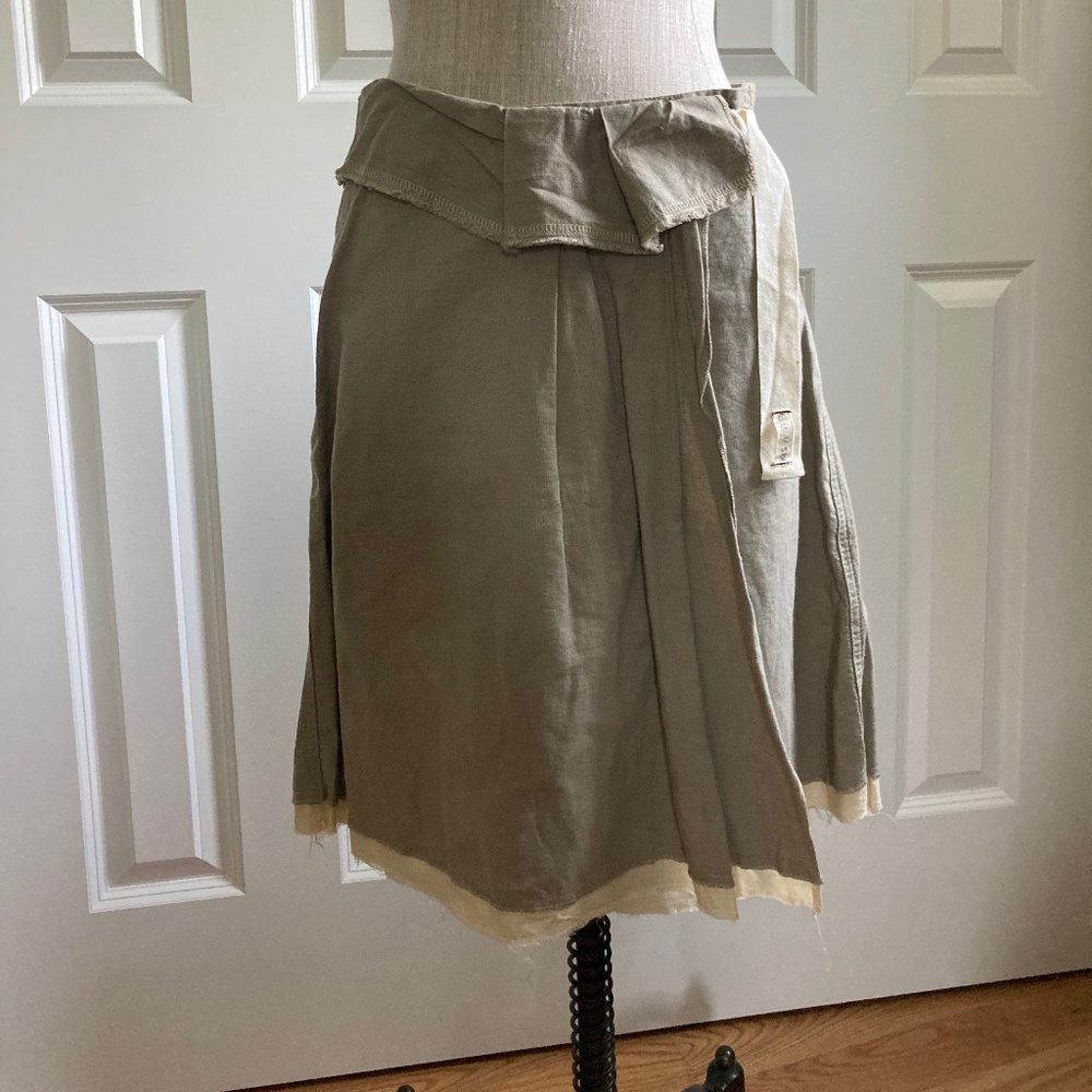 Ikks Wrap Skirt Green Tan Earthtone Cottagecore